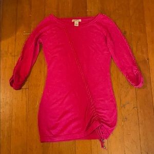 A comfortable pink sweater dress